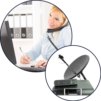 Business Woman At Phone / Satellite Television