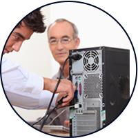 Man Connecting a Computer